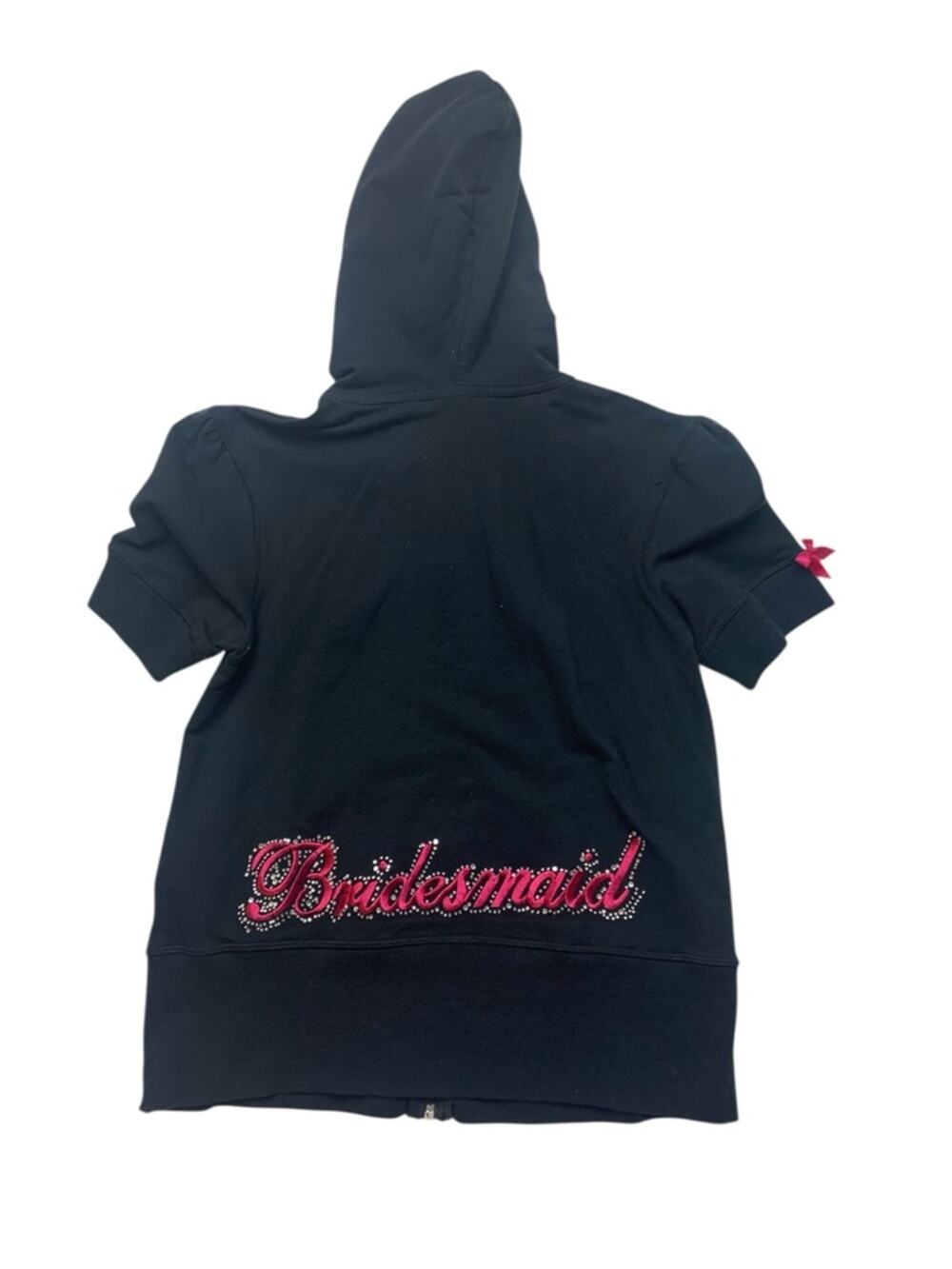 Victoria's Secret size large bridesmaid Black Hoodie Rhinestone Heart Charm y2k